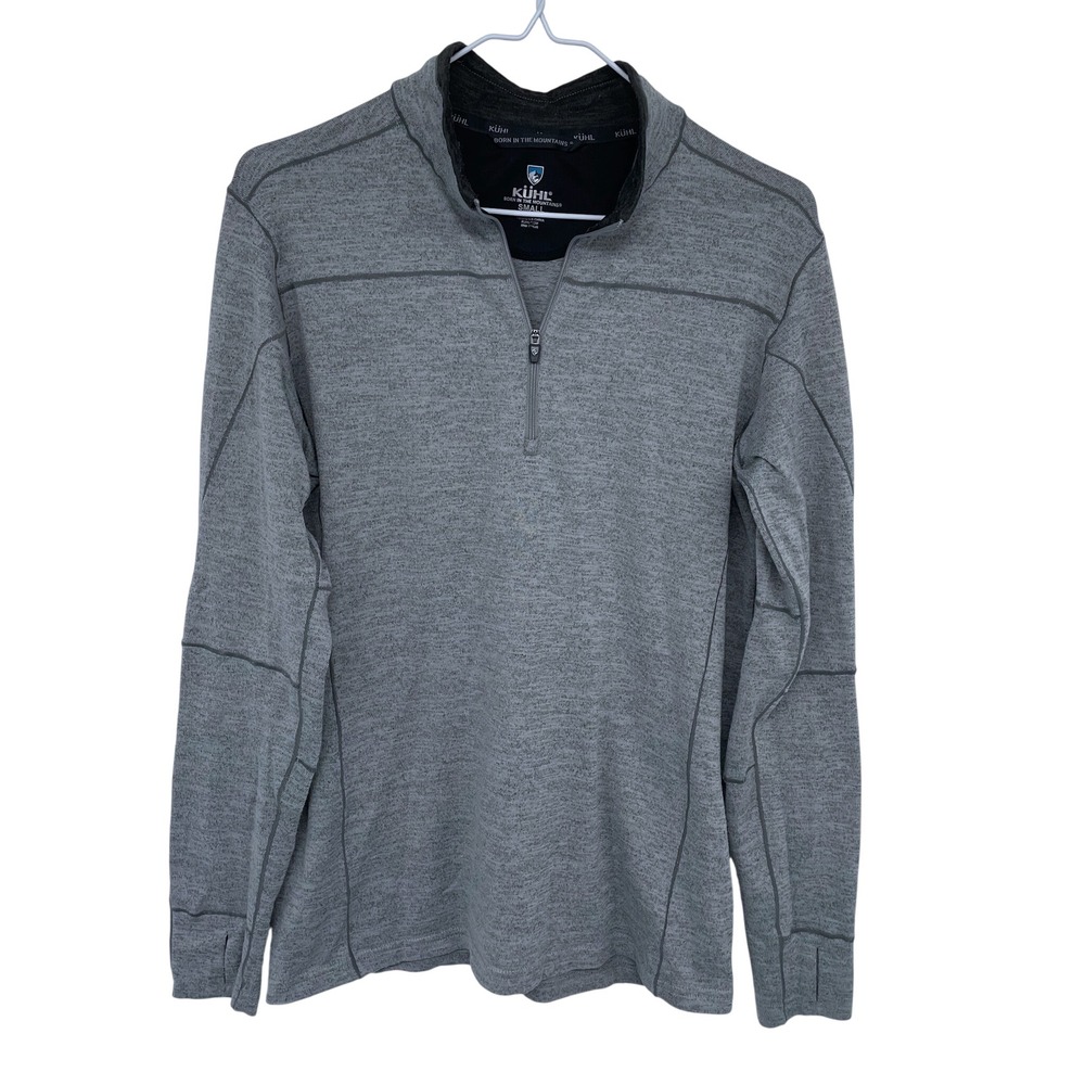 Gray Kuhl Long Sleeve 1/4 Zip Small Hiking Performance Thumbholes Gorpcore